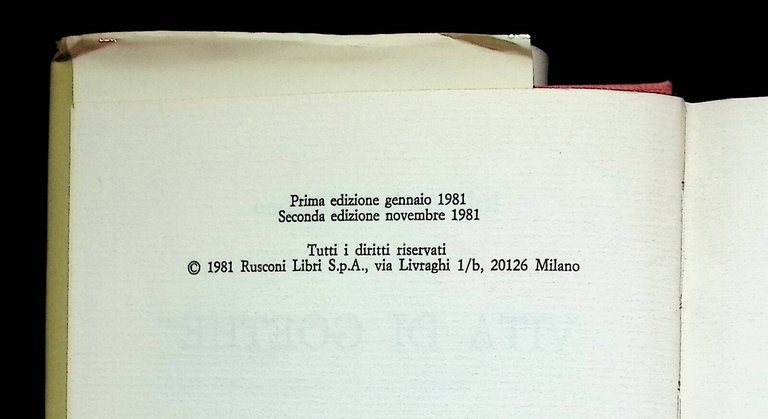 Vita di Goethe Libro Alighiero Chiusano Rusconi Rilegato 2 Edizione …