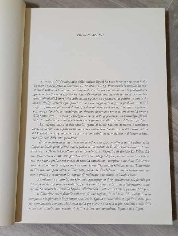 Vocabolario delle parlate liguri Volume I A-C