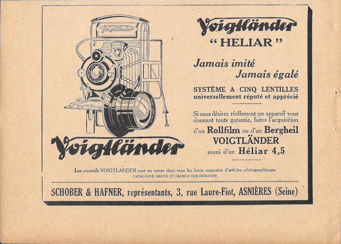 Voigtlander Heliar - Advertising 1929 | Immagine principale