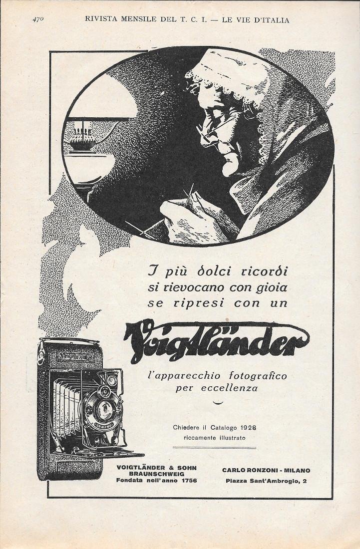 Voigtlander. L'apparecchio fotografico per eccellenza. Advertising 1928 | Immagine principale