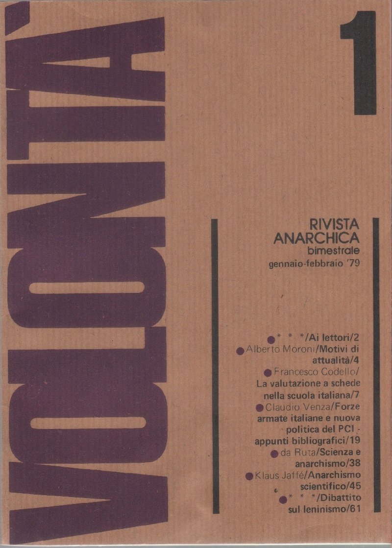 Volontà. Rivista Anarchica. n. 1 gennaio/febbraio 1979. Anno XXXIII | Immagine principale