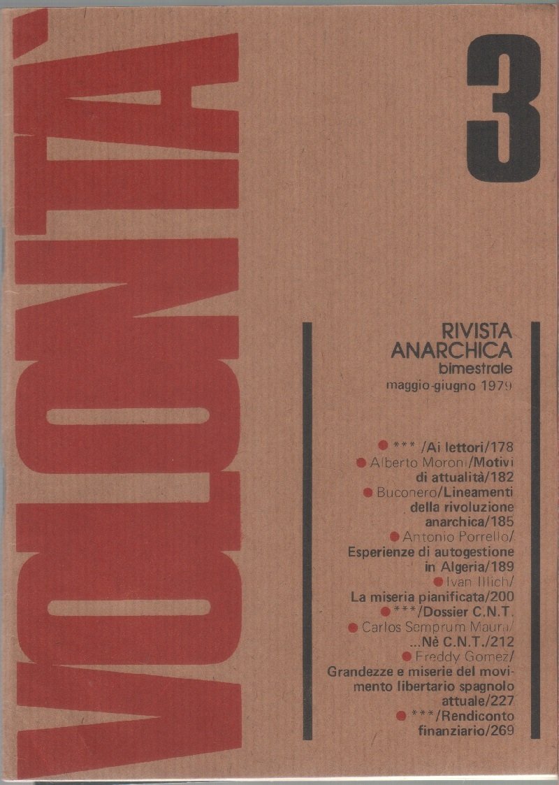 Volontà. Rivista Anarchica. n. 3 maggio/giugno 1979. Anno XXXIII | Immagine principale