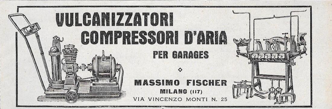 Vulcanizzatori - Compressori d'Aria per Garages. Advertising 1928 | Immagine principale