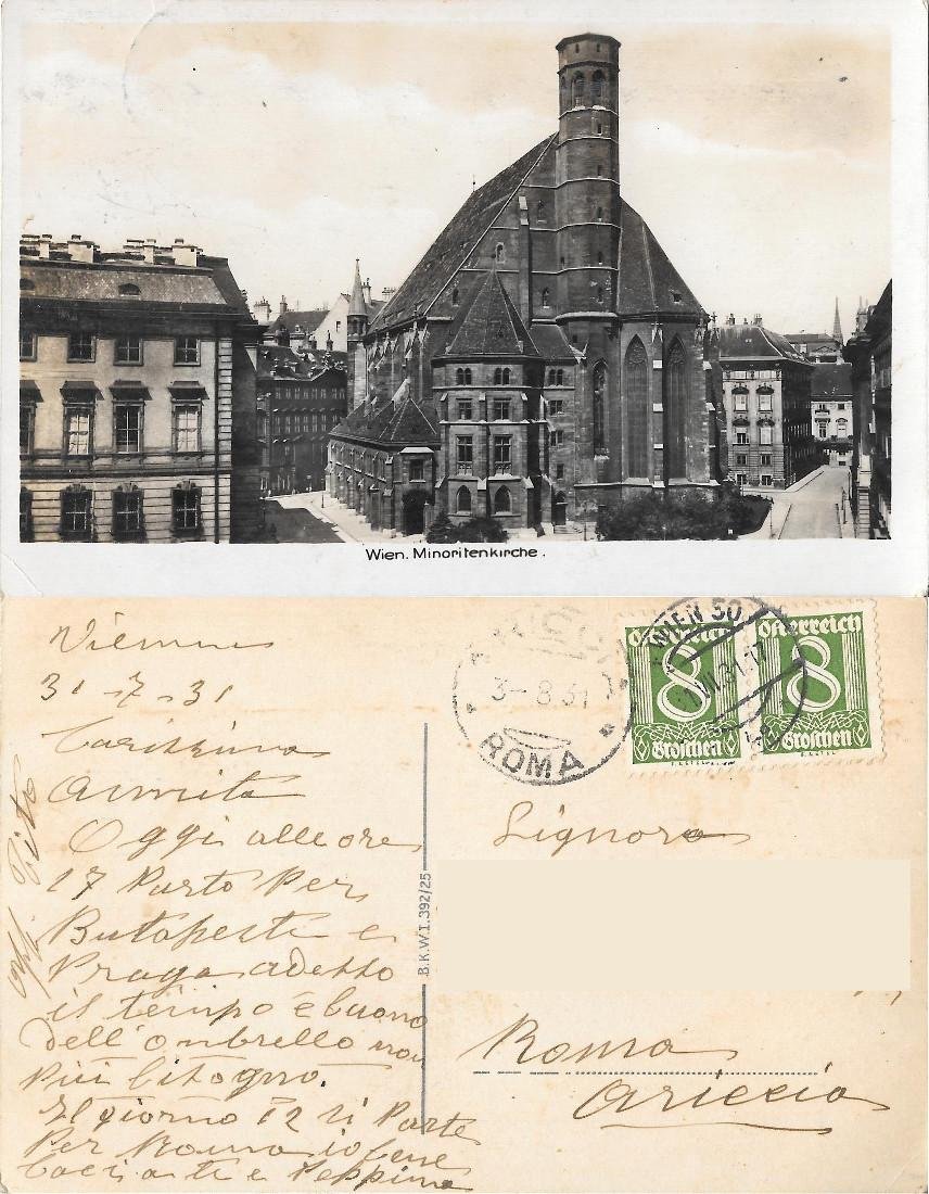 Wien. Minoritenkirche. Viaggiata 1931 | Immagine principale