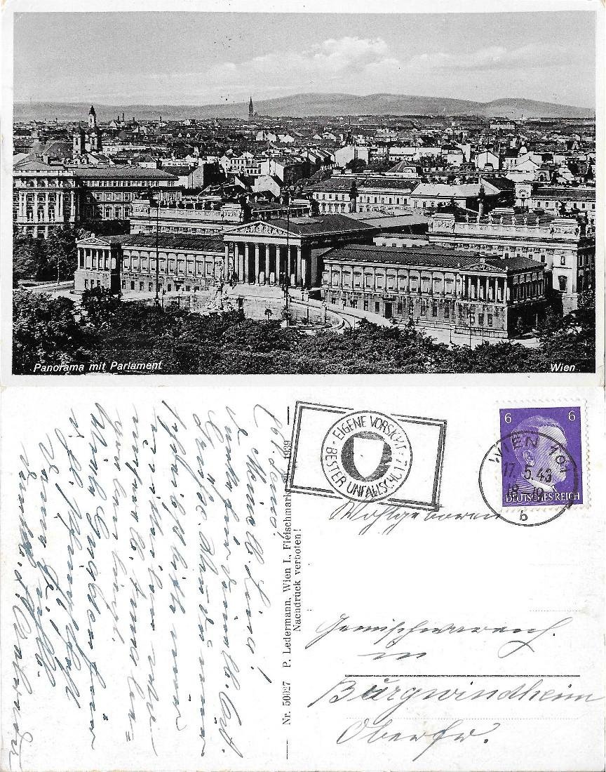 Wien, Panorama mit Parlament. Viaggiata 1943 | Immagine principale