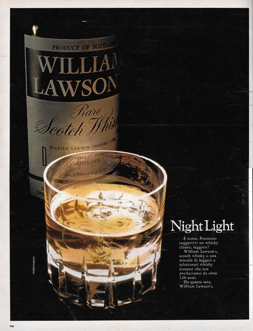 William Lawson Night Liht / Wilkinson. Advertising 1970, fronte retro | Immagine principale