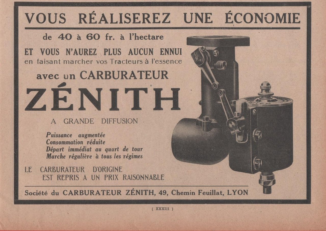 Zénith carburateur, Lyon. Advertising 1926 | Immagine principale