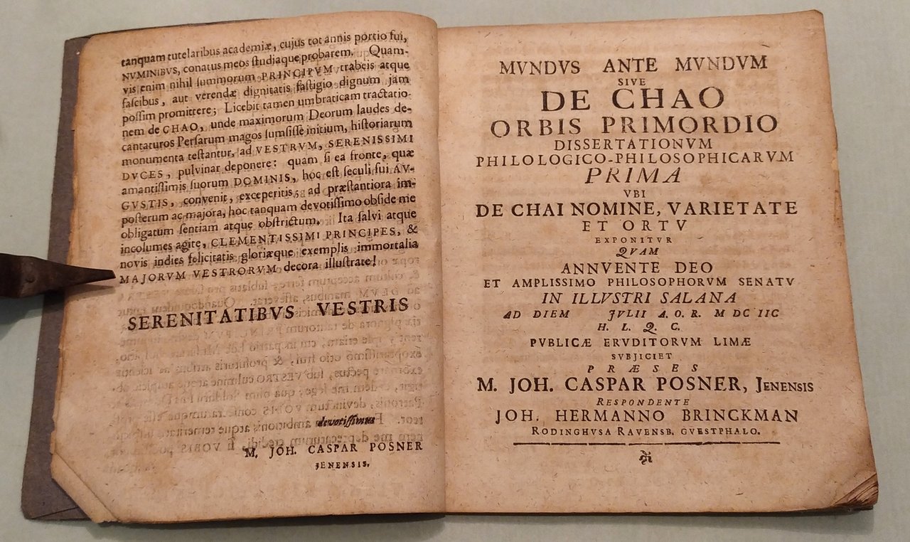 Mundus ante mundum sive de chao orbis primordio: dissertationes philologico …