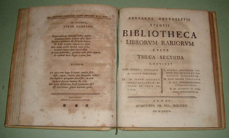 Burcardi Gotthelffii Struvii Bibliotheca librorum rariorum