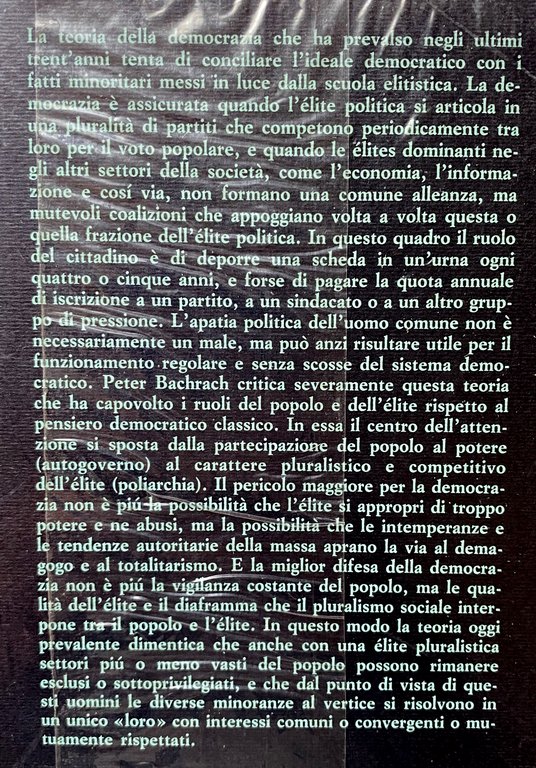 LA TEORIA DELL'ELITISMO DEMOCRATICO