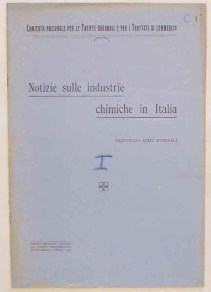 Notizie sulle industrie chimiche in Italia. Principali acidi minerali.