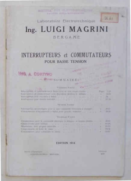 Interrupteurs et commutateurs pour basse tension. Laboratoire Electrotechnique Ing. Luigi …