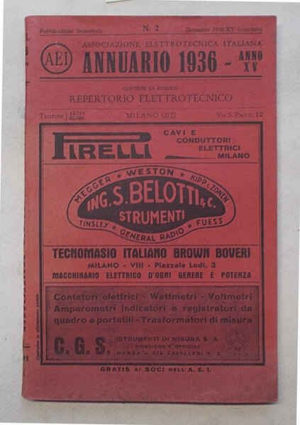 Associazione Elettrotecnica Italiana. Annuario 1936. Parte seconda.