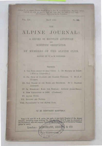 The Alpine Journal. May 1885. Vol. XII. No.88.