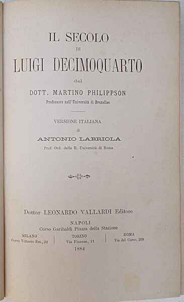 Il secolo di Luigi Decimoquarto. (Il secolo di Luigi XIV).