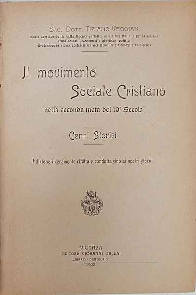 Il movimento Sociale Cristiano nella seconda metà del 19° secolo.