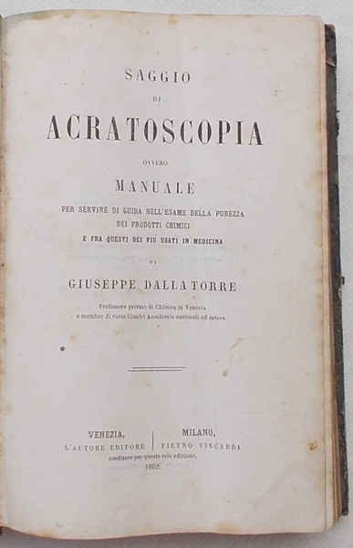 Saggio di acratoscopia ovvero manuale per servire di guida nell'esame …