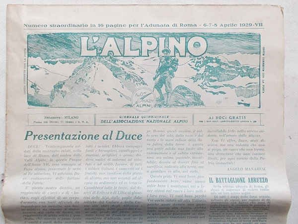 "L'Alpino" giornale quindicinale dell'Associazione Nazionale Alpini. Numero straordinario in 16 …