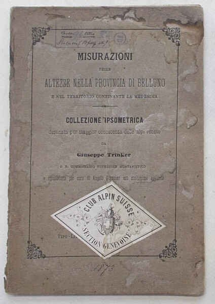 Misurazioni delle altezze nella Provincia di Belluno e nel territorio …