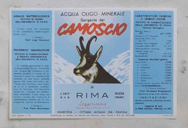 Acqua oligo-minerale Sorgente del Camoscio di Rima Valsesia (Vercelli) a …