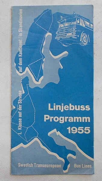 Linjebuss Programm 1955. Swedish Transeuropean Bus Lines.