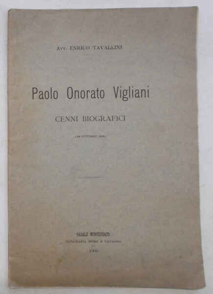 Paolo Onorato Vigliani. Cenni biografici. (24 ottobre 1909).