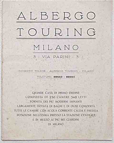 Albergo Touring Milano. Via Parini - 3.