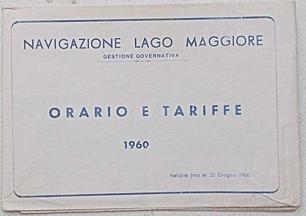Navigazione lago Maggiore. Orario e tariffe 1960.