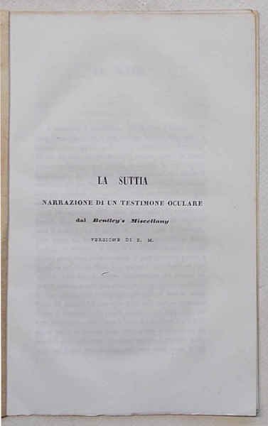 La suttia. Narrazione di un testimone oculare.