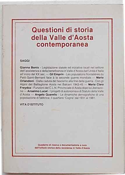 Questioni di storia della Valle d'Aosta contemporanea. 2/88.