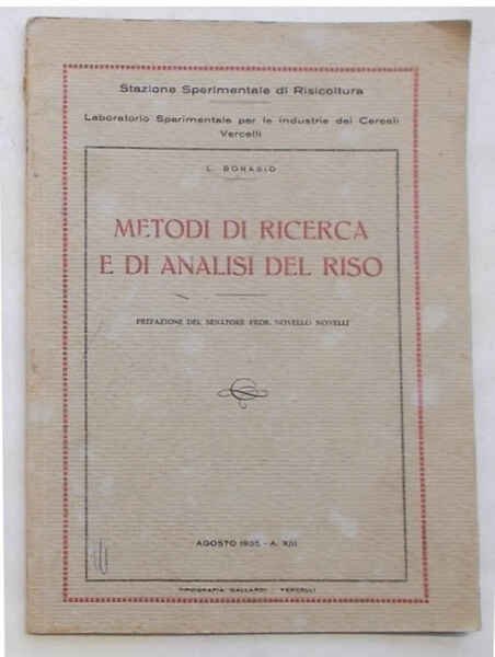 Metodi di ricerca e di analisi del riso.