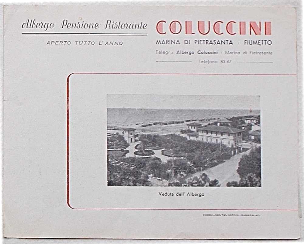 Albergo Pensione Ristorante Coluccini. Marina di Pietrasanta - Fiumetto.