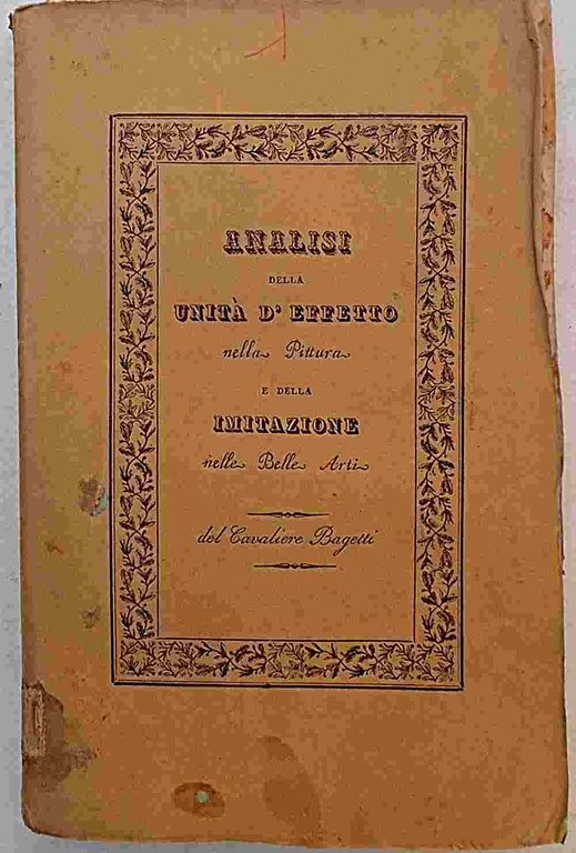Analisi della unità d'effetto nella Pittura e della imitazione nelle …