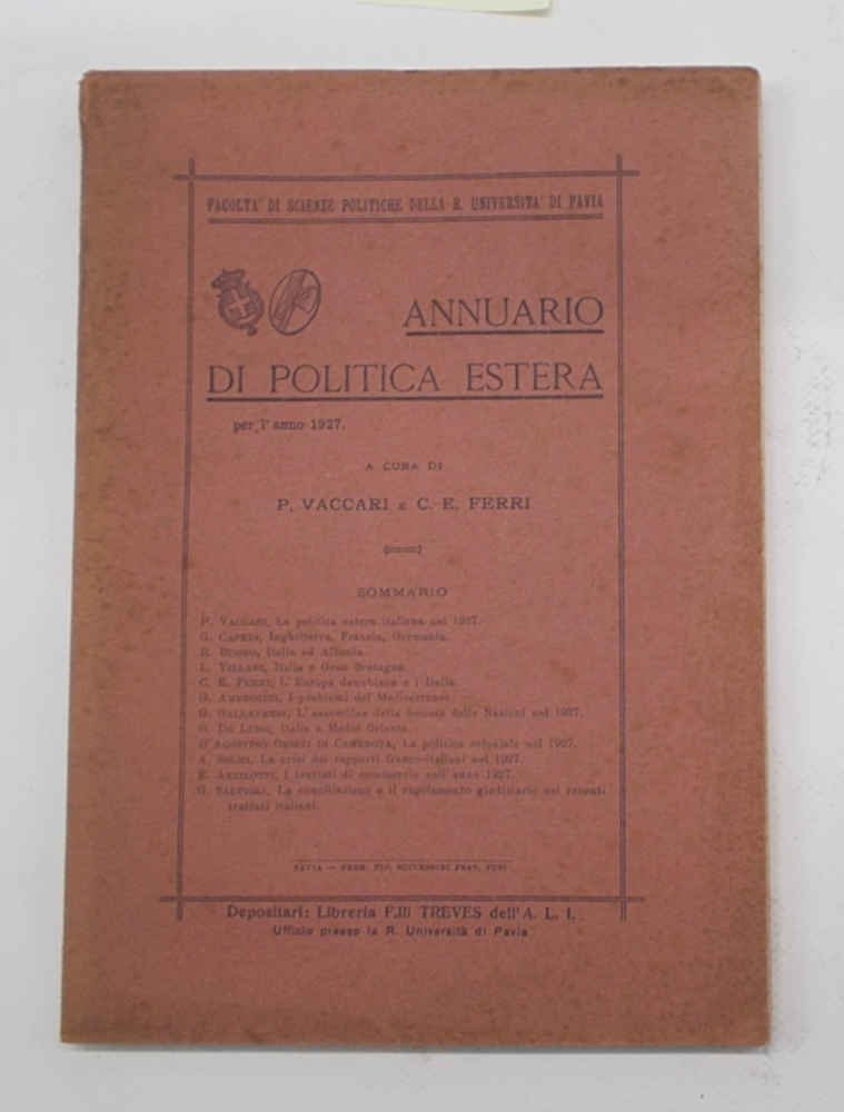 Annuario di politica estera per l'anno 1927.