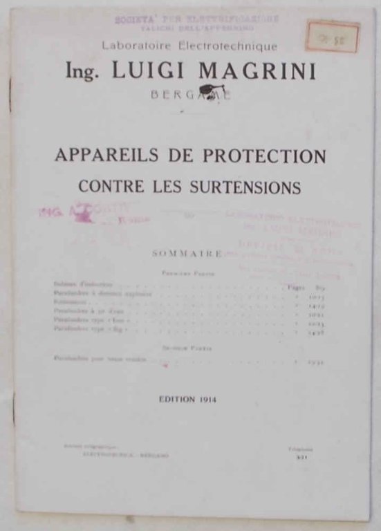Appareils de protection contre le surtensiones. Laboratoire Electrotechnique Ing. Luigi …