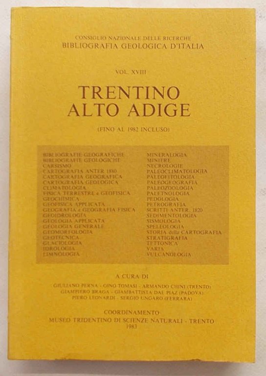 Bibliografia Geologica d'Italia. Trentino Alto Adige (fino al 1982 incluso).