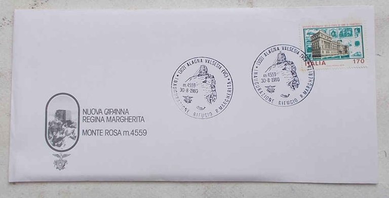 Busta da lettera "Nuova Capanna Regina Margherita Monte Rosa m. …