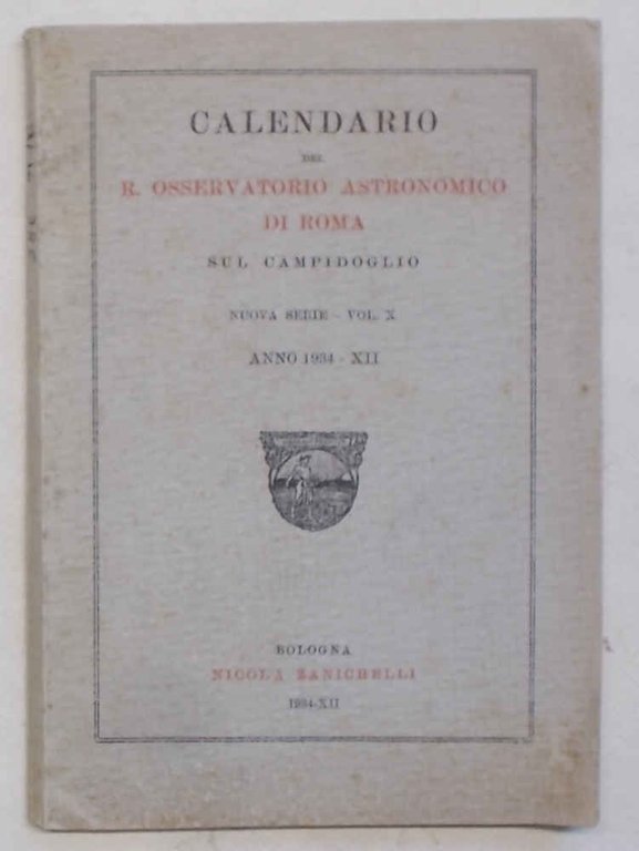 Calendario del R. Osservatorio Astronomico di Roma sul Campidoglio.