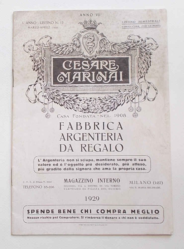Cesare Marinai. Fabbrica Argenteria da Regalo. V anno - Listino …