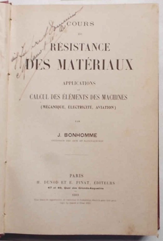 Cours de résistance des matériaux. Applications au calcul des éléments …