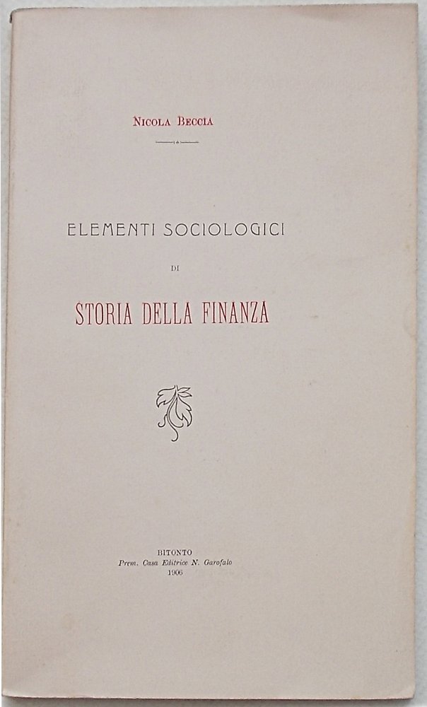 Elementi sociologici di storia della finanza.