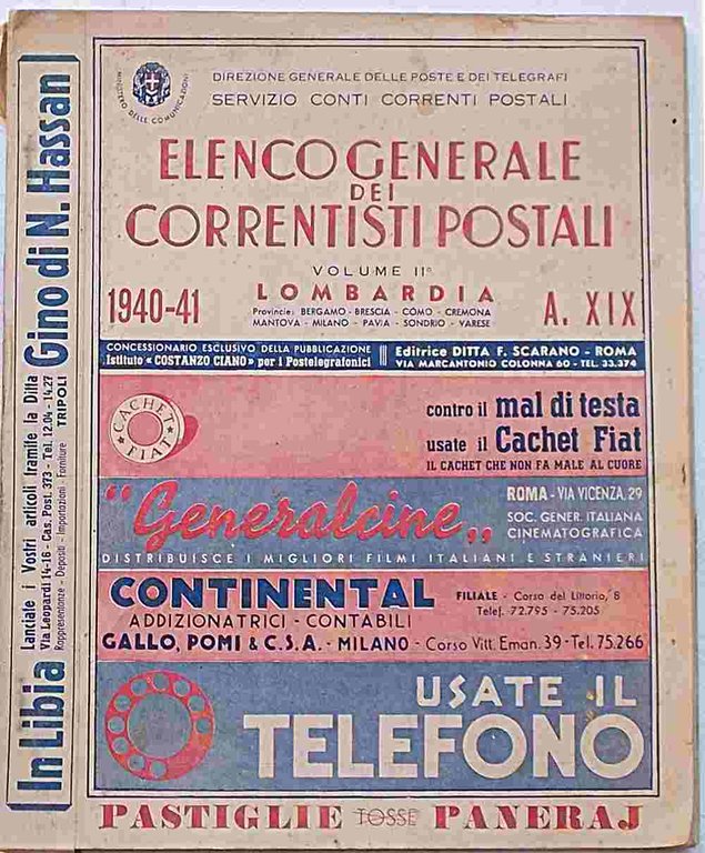 Elenco generale dei correntisti postali. Lombardia.