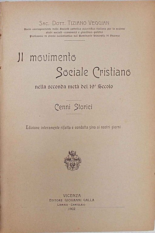 Il movimento Sociale Cristiano nella seconda metà del 19° secolo.