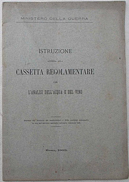 Istruzione annessa alla cassetta regolamentare per l'analisi dell'acqua e del …