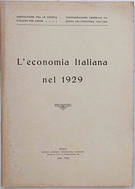 L'economia italiana nel 1929.