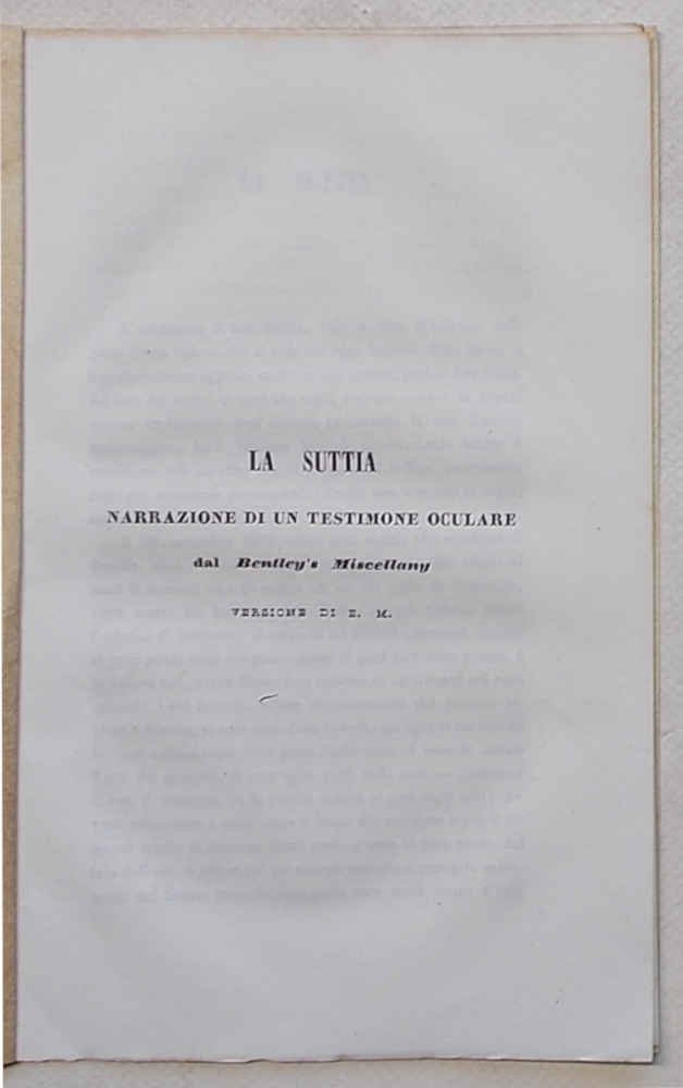 La suttia. Narrazione di un testimone oculare.
