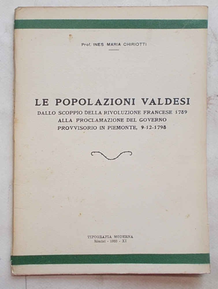 Le popolazioni valdesi dallo scoppio della Rivoluzione Francese 1789 alla …