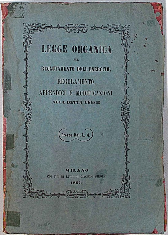 Legge organica del reclutamento dell'Esercito.