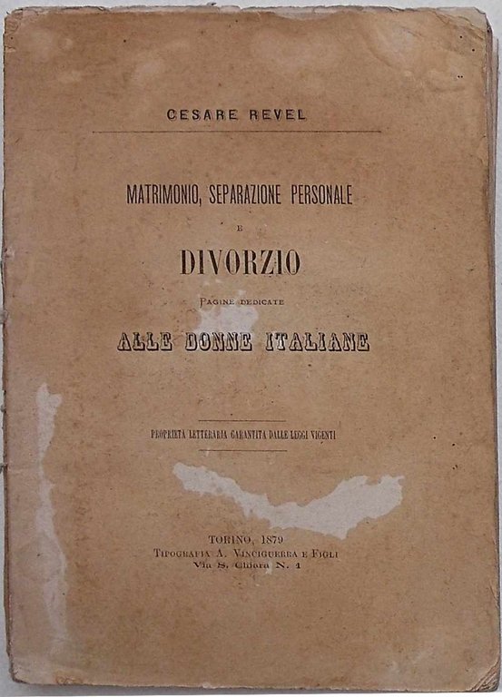 Matrimonio, separazione personale e divorzio. Pagine dedicate alle donne italiane.