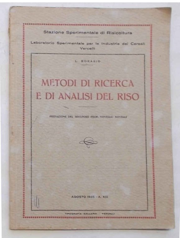 Metodi di ricerca e di analisi del riso.